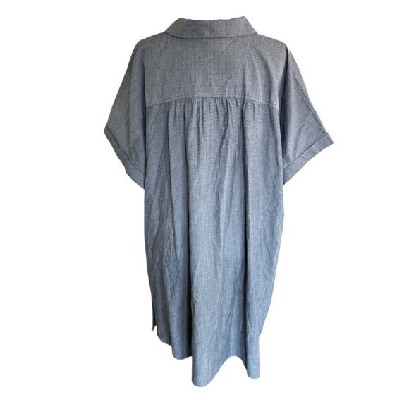 Pure Jill Shirt Dress Button Up Blue 4XL Lagenlook Coastal Preppy Beach Relaxed - Picture 3 of 11